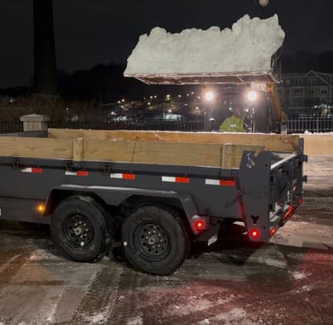 Dump trailer snow hauling service in Belmont MA