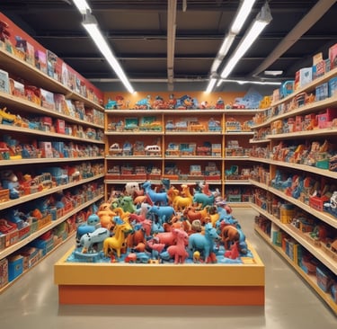 An assortment of colorful anime-themed board games and toys on a table.