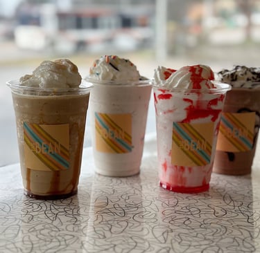 Frappe, chocolate, caramel, strawberry