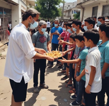 A vibrant community event with people engaging and sharing ideas.