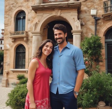 A family celebrating in their newly constructed house.