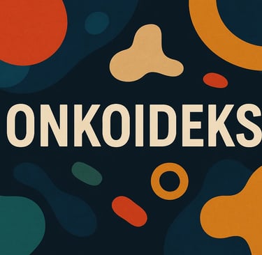 Grafika tytułowa z napisem Onkoideks przedstawiona na kolorowym tle – wskaźnik oceny dostępu do nowo