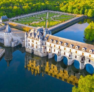 View of castle of Chenonceaux in France
