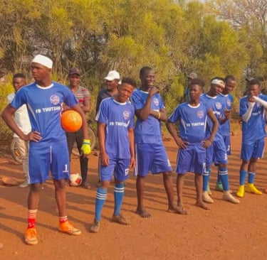 Soccer team lined up before a game