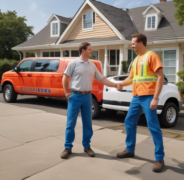 Contractor with happy customer