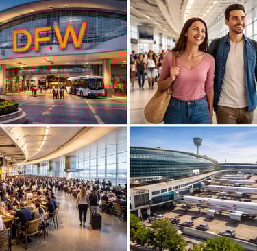 Panel of images showing D-FW International airport.