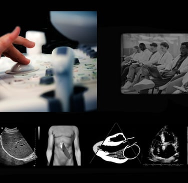 Panel of hands-on ultrasound images acquired by clinicians new to it.