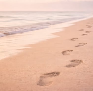 Ultrasound student's footprint of memory in the sand.