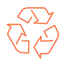 Orange line art recycle symbol representing environmental sustainability and waste management.