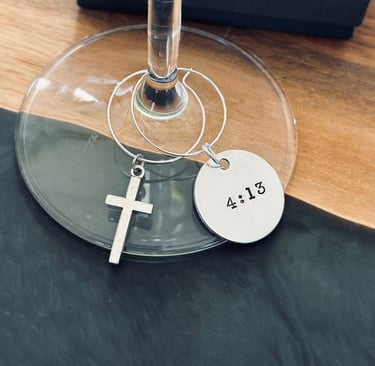 cross wine charm Philippians 4:13 wine charm