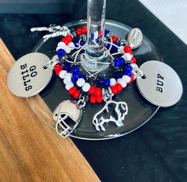 assorted buffalo bills wine charms