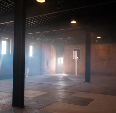 Warehouse loft rental Los Angeles — Grayfox Studios industrial space with exposed brick, steel beams