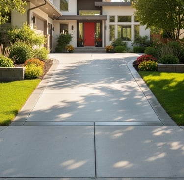 Pristine, sparkling clean concrete driveway of a home in Salt Lake City after professional cleaning