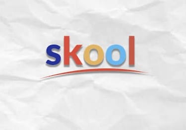 A logo for Skool
