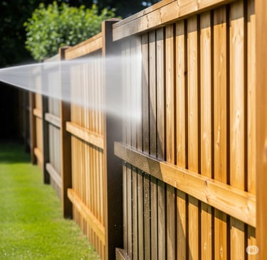 pressure washing a wood fence 