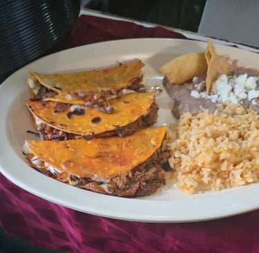 birria with beans and rice