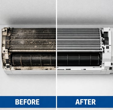 Heat Pump Clean Before and After