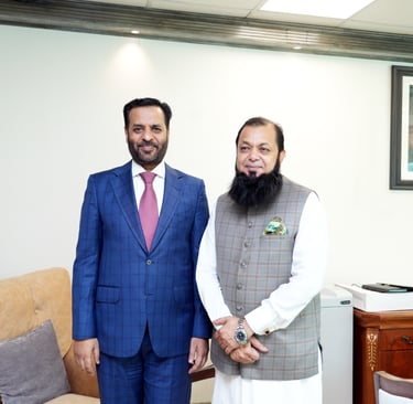 PFUJ President Sharjeel Amjad Rao meeting Federal Health Minister Mustafa Kamal in his Islamabad office