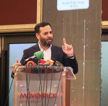 Federal Minister National Health Syed Mustafa Kamal addressing Summit Attendees