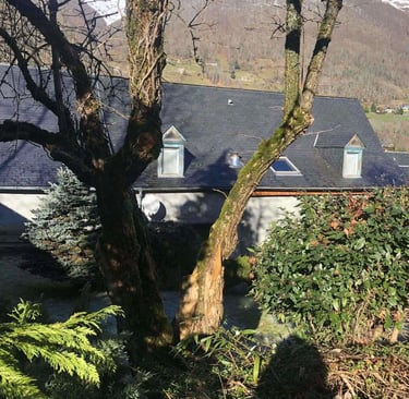 vue de La grange russell depuis la voie verte à Cauterets