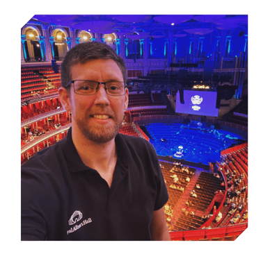 Aaron Shearer working in the Royal Albert Hall