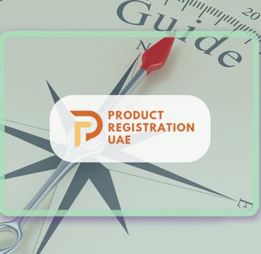 Product Registration UAE Logo with background of guide compass for 2024 blog