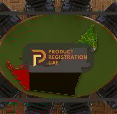 Product Registration UAE Logo with background of Strategic Thinking Part 2 Blog with UAE Map