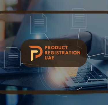 UAE product registration renewals visual showing digital dossiers and compliance documents on a lapt