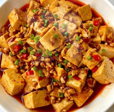 a bowl of food with mapo tofu