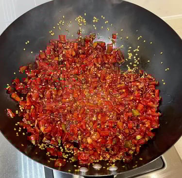 a pancaked with chili peppers and spices