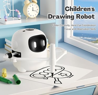 Drawing Robot for Kids with 150 Cards, Voice Interactive Educational Drawing Machine, Montessori Painting Learning