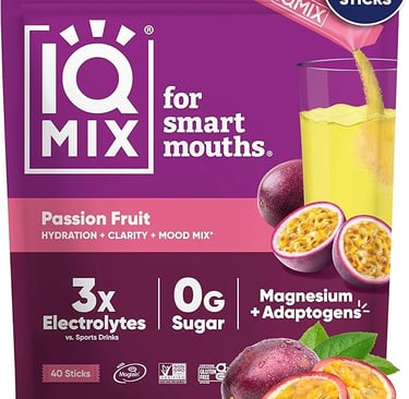 a bag of fruit juice with a glass of juice