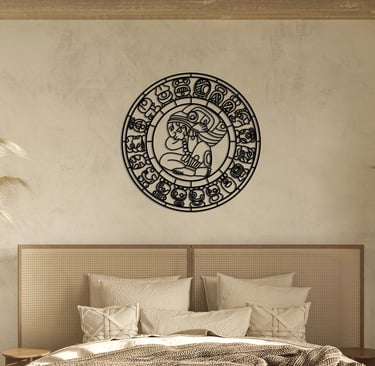 a bed with a clock on the wall