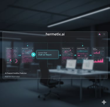Adaptive AI system predicting user workflow and automating business processes.