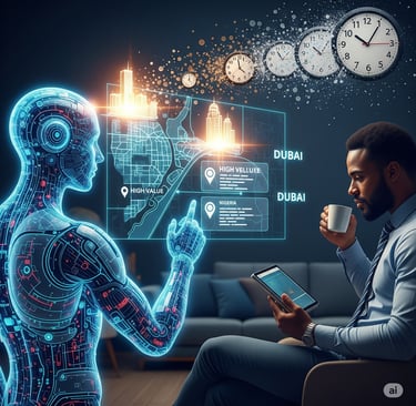 AI Agent identifying top investment properties for a human investor, hermetixai saving time..