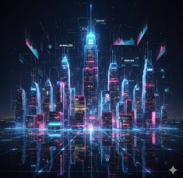 -AI analyzing real estate market data to identify smart investment properties.