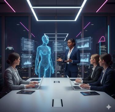 AI software transcribing a business meeting automatically for team members.