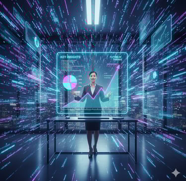 AI research tools simplifying complex data into actionable insights.