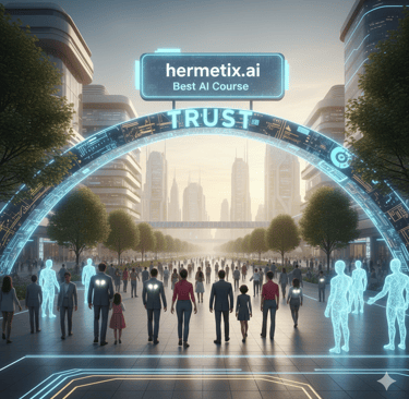 Trust-focused AI illustration showing strong relationships between humans & artificial intelligence