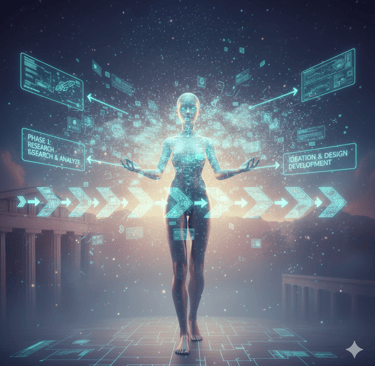 Female AI strategist organizing chaos into strategy; best AI course clarity.