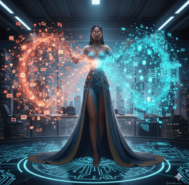 Female AI analyst comparing wisdom and viral content best ai course