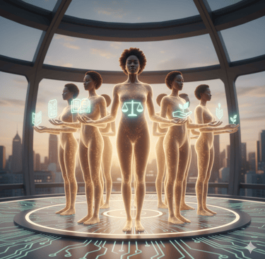 Ethical AI cloning concept show responsible scaling of human intelligence through aligned AI clones