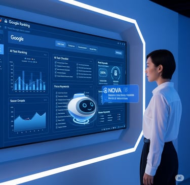 Nova the AI assistant helping optimize SEO strategy on Hermetix dashboard.