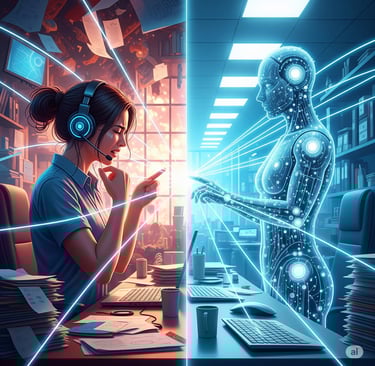 Human beside an AI Agent handling tasks seamlessly — showing AI collaboration with hermetixai.