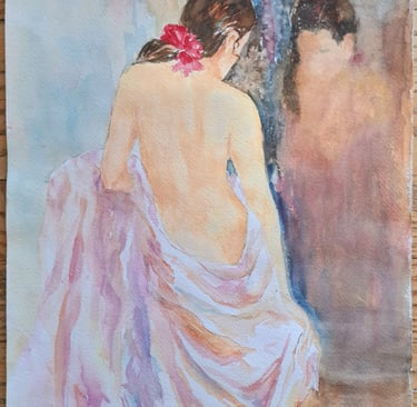 Sheila Fossen's water color painting on canvas. Unique painting using water colors