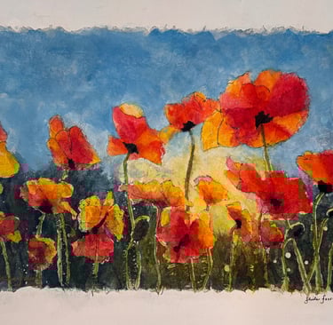 Sheila Fossen's water color painting on canvas. Unique painting using water color paint