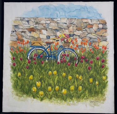 Sheila Fossen's water color painting on canvas. Unique painting using water color paint