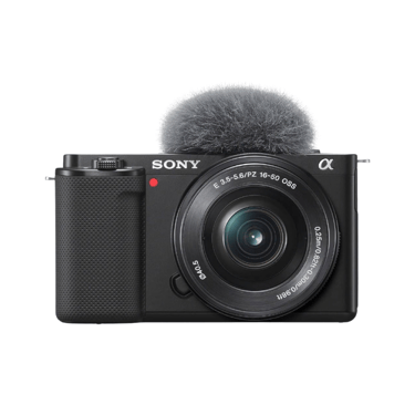a camera with a microphone attached to it