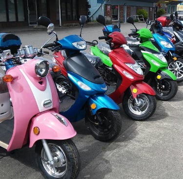 moped and scooter models on display