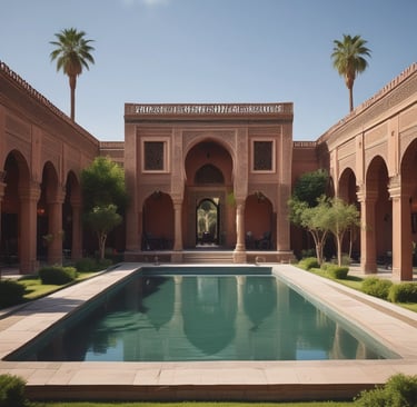 Aerial view of several luxury villas with blue swimming pools nestled in dense green tropical foliage. A winding path runs between the villas and leads to a rocky shoreline with clear, shallow waters.
